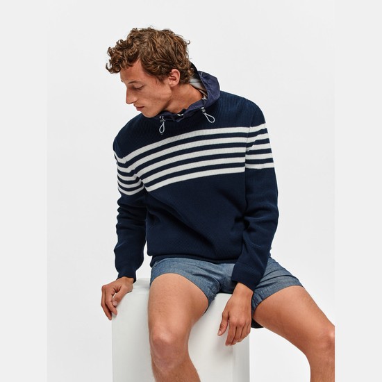 Aigle Made In France Sailor' Sweatshirts Men Navy/White ZA-70268